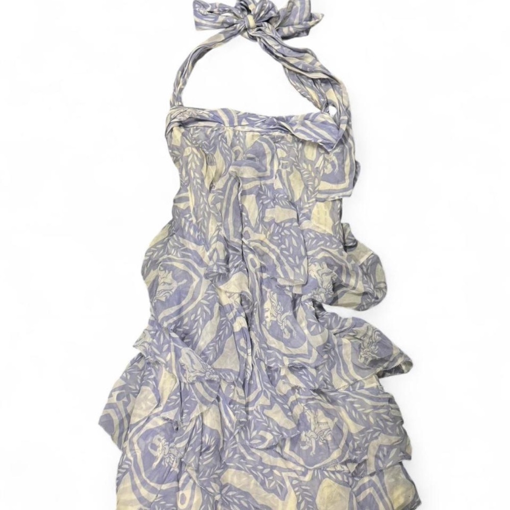 Diane Von Furstenberg 100% Light Purple Silk Ruffle Dress Size 8